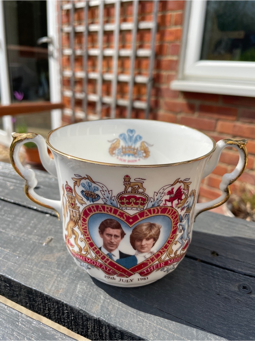 Princess Diana & Prince Charles Commemorative Wedding Two-Handled Porcelain Mug